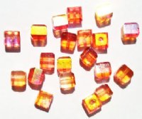 20 6mm Faceted Crystal, Cherry, & Orange Cube Beads
